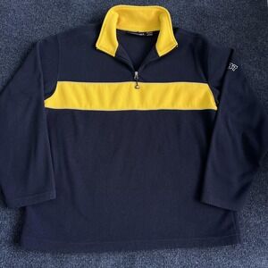 Aeropostale Fleece Pullover Mens Large Navy Yellow Quarter Zip A87 AERO Top